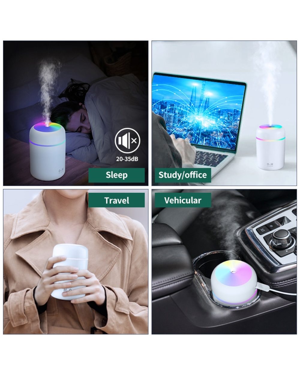 Colorful Air Humidifier Essential Oil Diffuser Sprayer Fogger Aromatherapy Aroma Diffuser Car Air Freshener Home Humidi front-4
