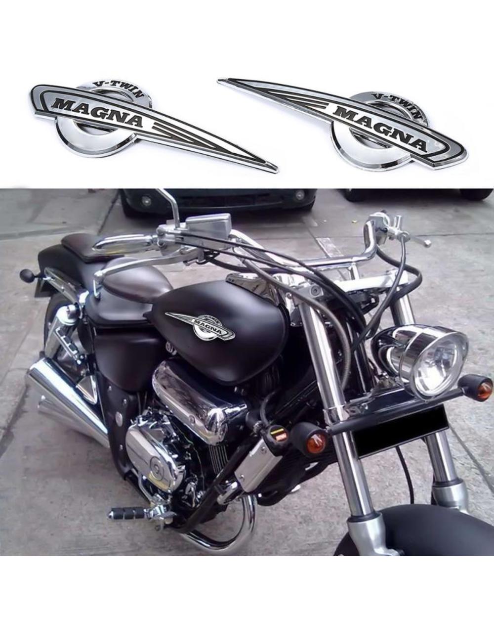2pcs Motorcycle Fuel Gas Tank Sticker Decals Chrome 3D Motorbike Emblem Badge For Magna V-Twin VF500 VF700 VF750 VT250 front-5