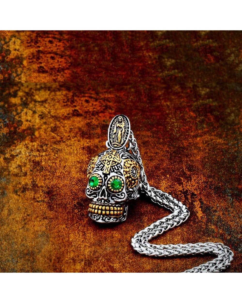 Necklace Vintage Gold Silver Color Biker Necklaces for Women Men Jewelry front-5