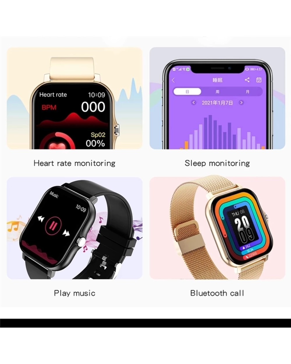 New Women Smart Watch Men Color Screen Full Touch Fitness Tracker Bluetooth Call Smart Clock Ladies Smartwatch Women front-4