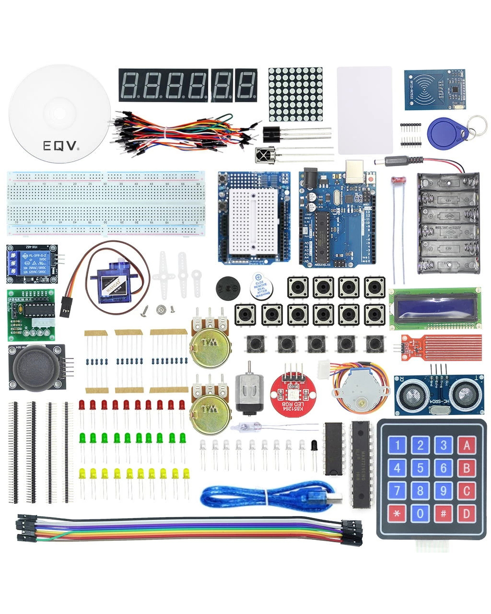 Starter Kit For Arduino Uno R3 - Uno R3 Breadboard And Holder Step Motor / Servo /1602 Lcd / Jumper Wire/ Uno R3 front-4