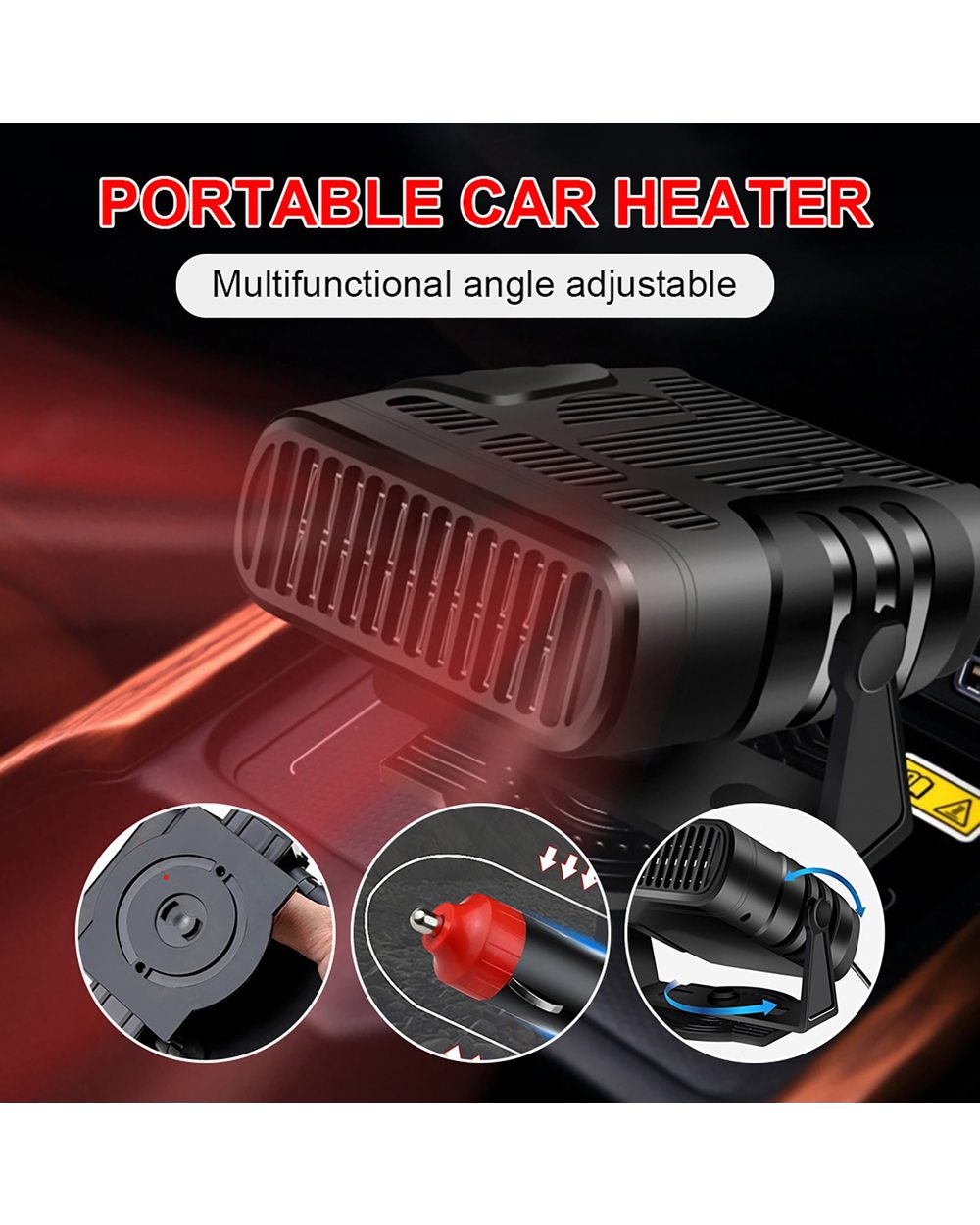 Car Heater 12V/24V 120W 200W Portable Auto Heater 2 In 1 Electric Cooling Heating Fan Auto Windshield Defroster Demiste front-5