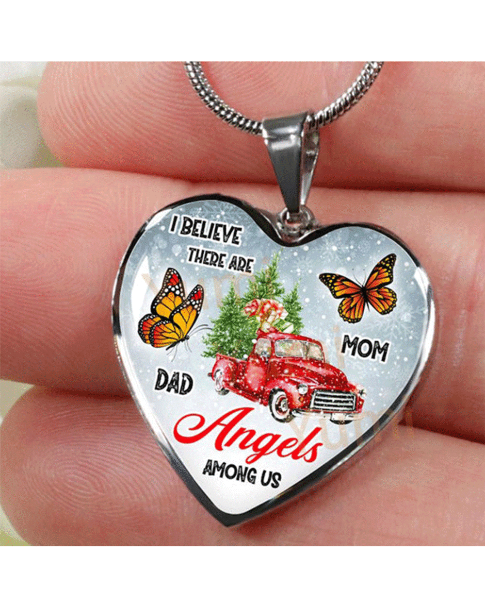 I Believe There Are Angels Among Us Butterfly Necklace Heart Pendant front-0