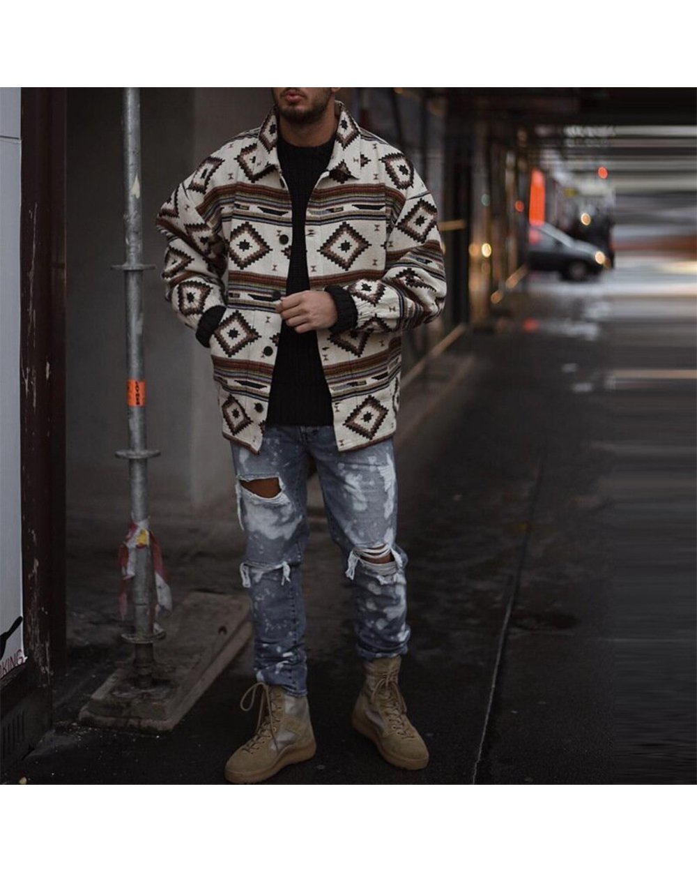 Loose Jacket Big Pocket Printing Streetwear Baseball Jacket Coat Streetwear Bomber Jacket front-3