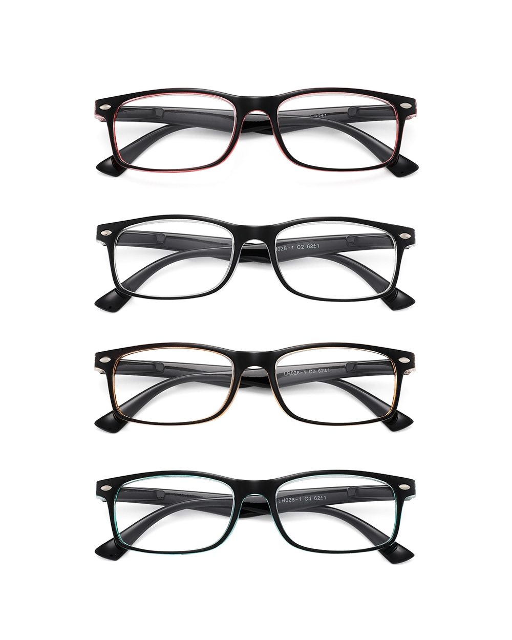 Jm Spring Hinge Vintage Square Reading Glasses Women Men Magnifier Presbyopic Diopter front-4
