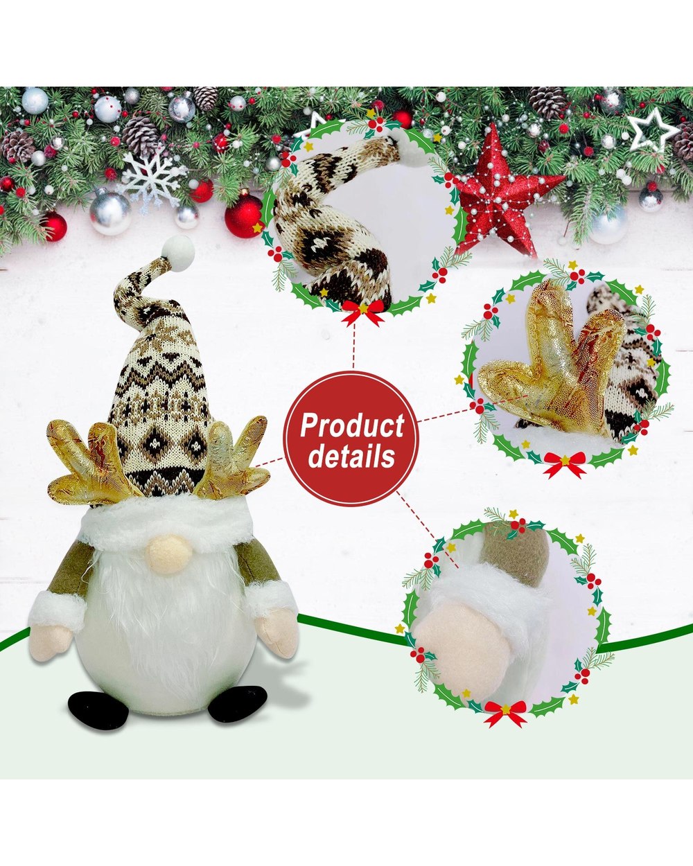 Christmas Gnomes Plush Decor Holiday Party Desktop Fireplace Ornaments Witch Scandinavian Tomte Nisse Swedish Decoration front-3