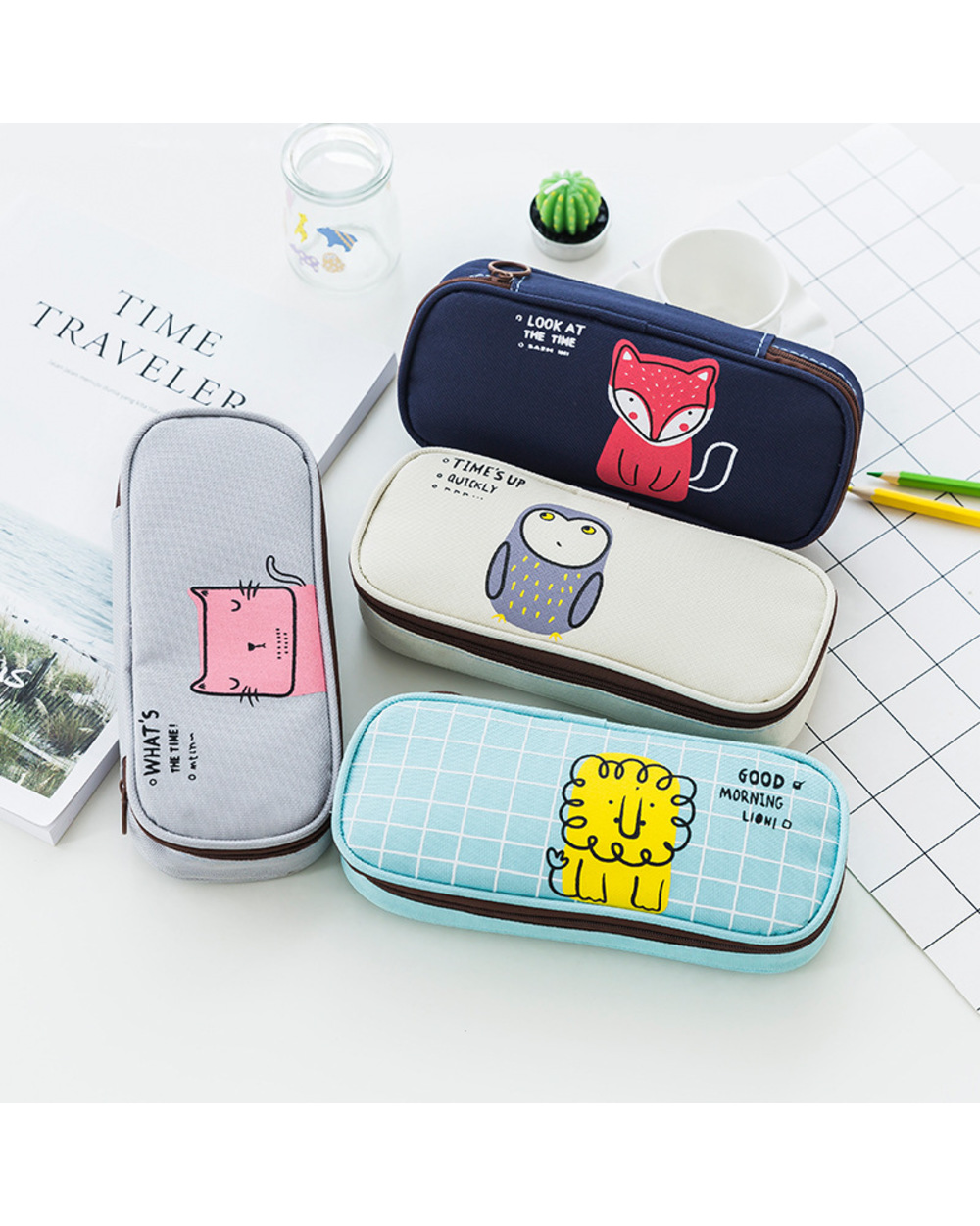 1 Pcs Kawaii Pencil Case Simple Morning Party School Pencil Box Pencilcase Pencil Bag School Supplies Stationery front-1