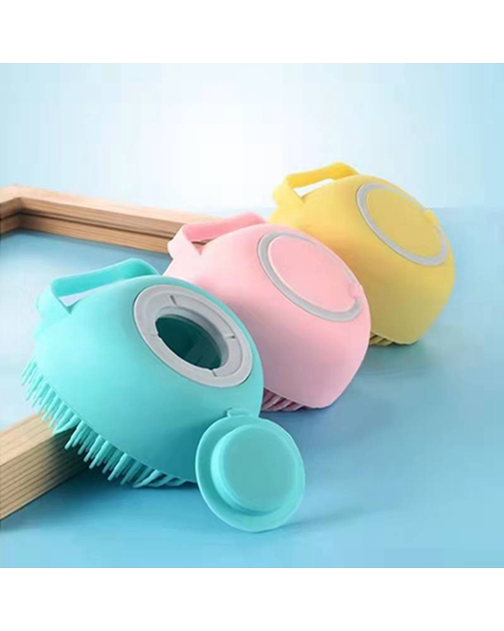 Bathroom Dog Bath Brush Massage Gloves Soft Safety Silicone Comb with Shampoo Box Pet Accessories for Cats Shower front-1