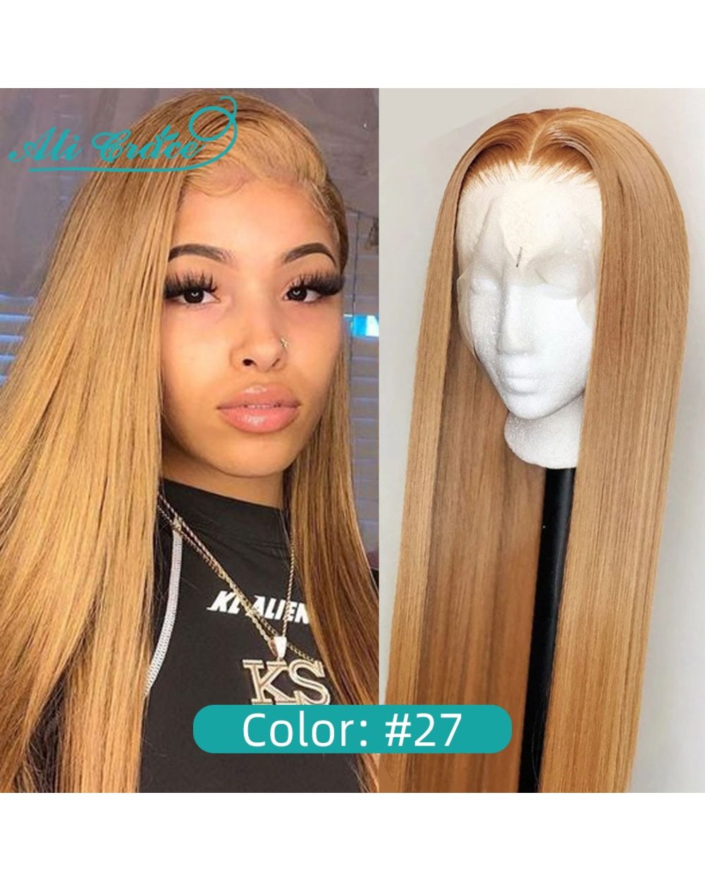 99J Closure Wig 10A Straight Lace Front Wigs For Women Blonde Color 27 Brazilian Straight Human Hair Wig Bug Red Wigs front-3
