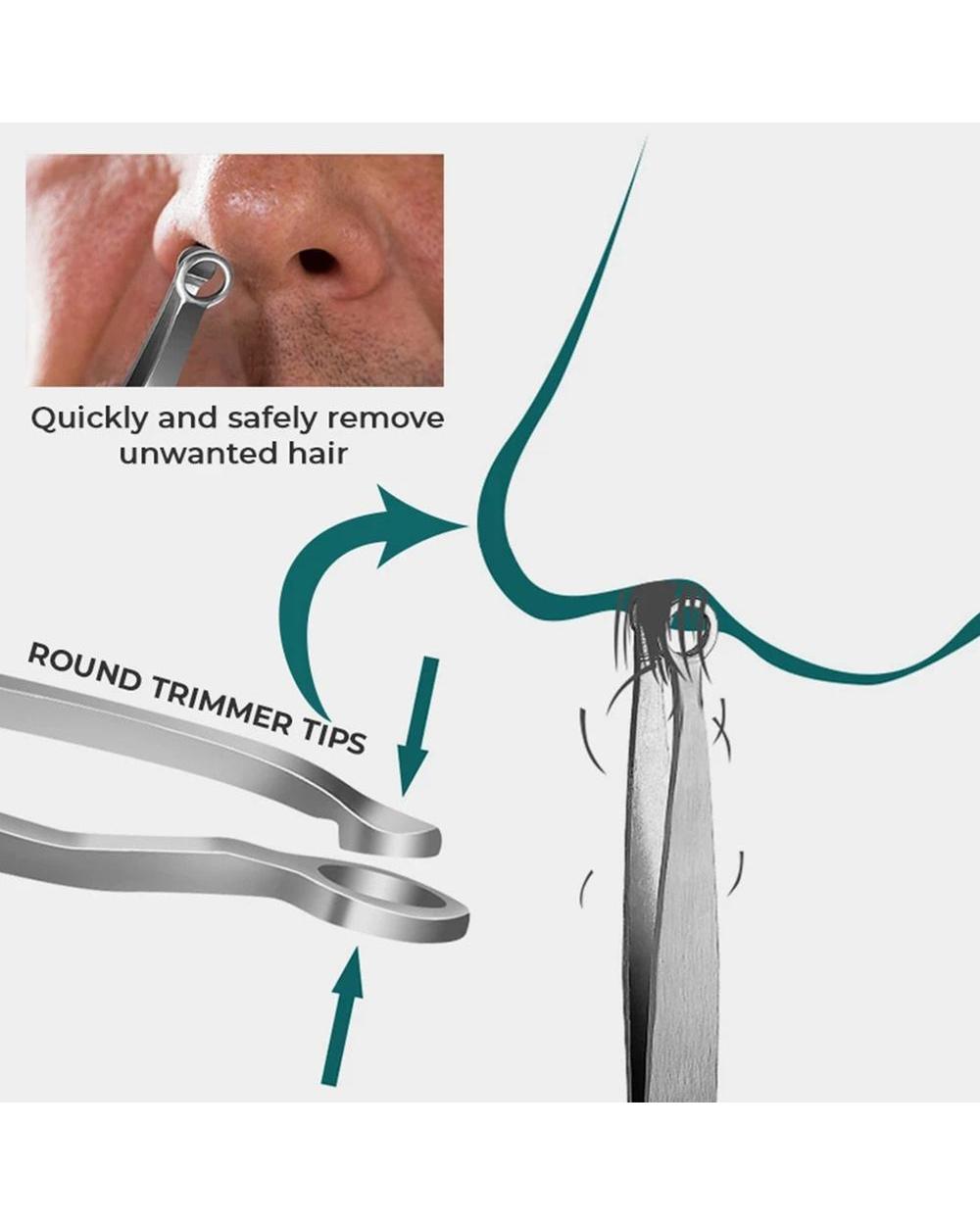 Universal Nose Hair Trimming Tweezers Steel Eyebrow Nose Hair Cut Trimming Makeup Nose Hair Removal Scissors front-3