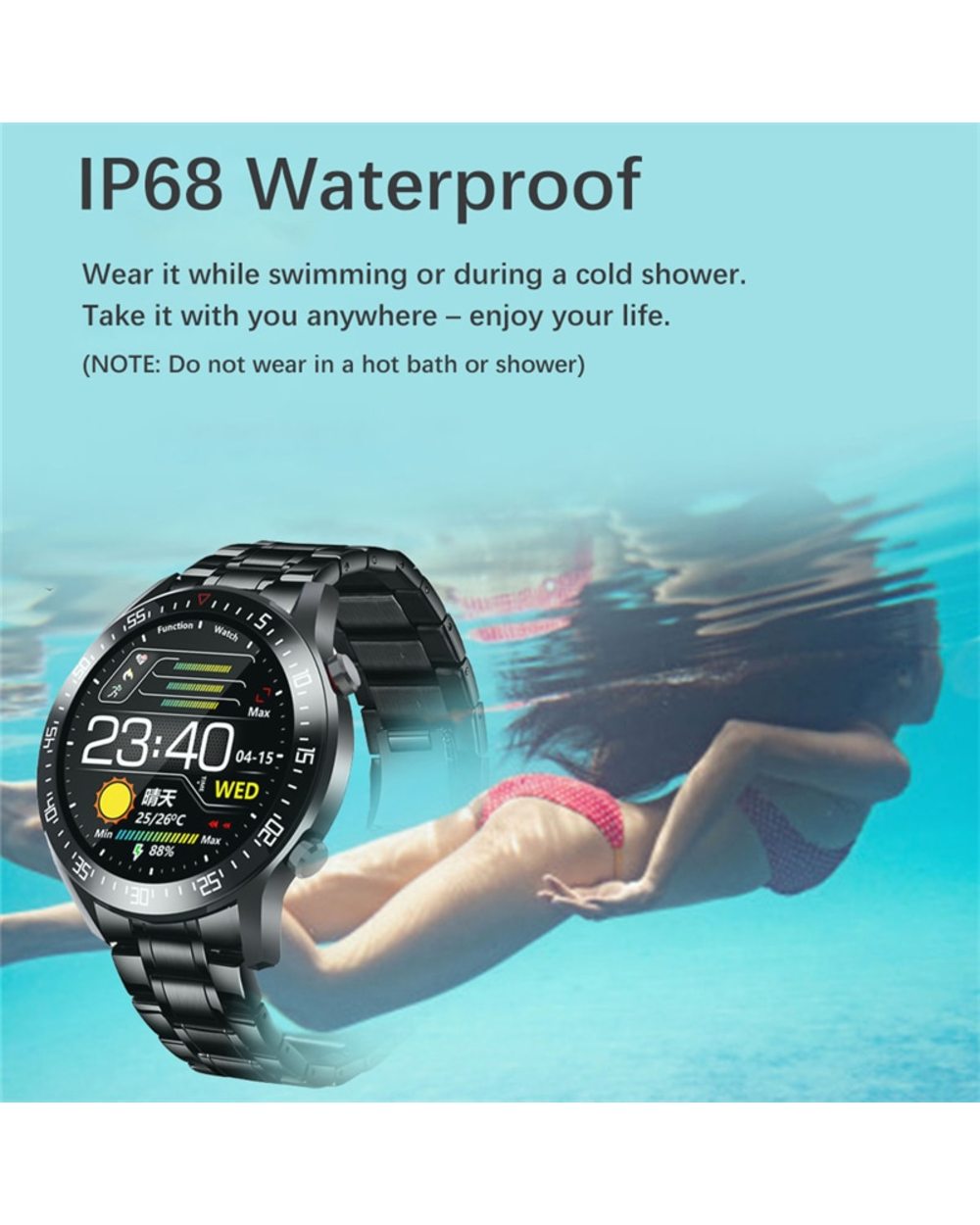 New Smart Watch Heart Rate Blood Pressure Information Reminder Sport Waterproof Smart Watch for Android IOS Phone front-2