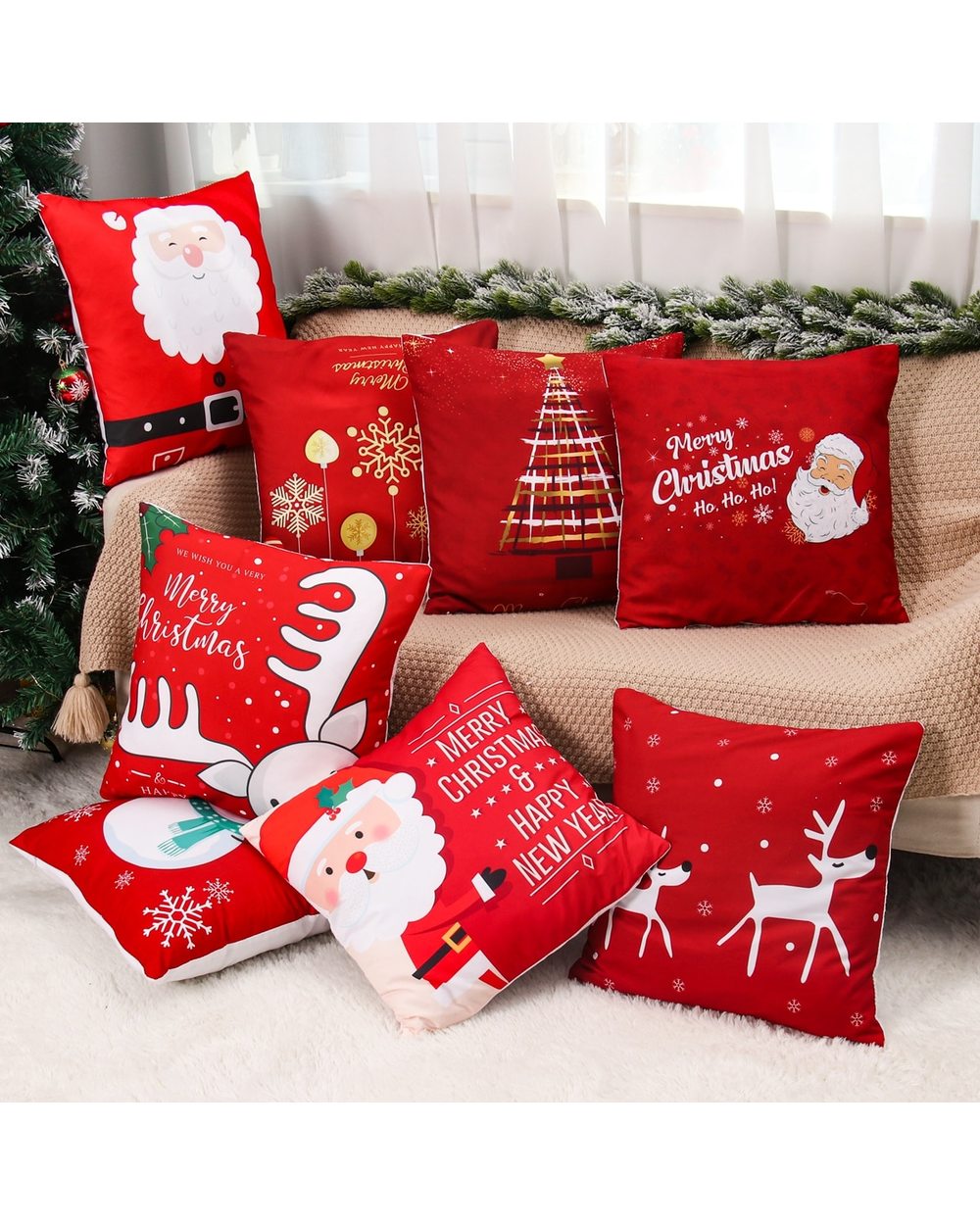 Christmas Cushion Cover Merry Christmas Decor For Home Santa Claus Christmas Ornament Xmas Gift Navidad 2021 front-3
