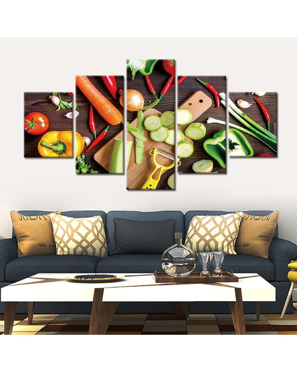 Kitchen Food Vegetable Flatlay Picture Food 5 Panel Canvas Art Wall Decor front-0