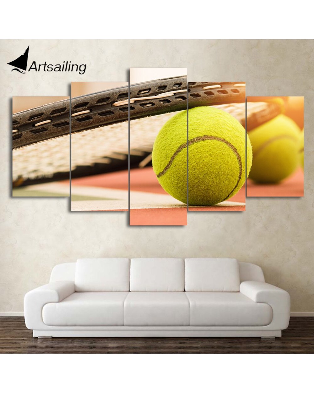 Tennis Balls Table Picture Sport 5 Panel Canvas Art Wall Decor front-3