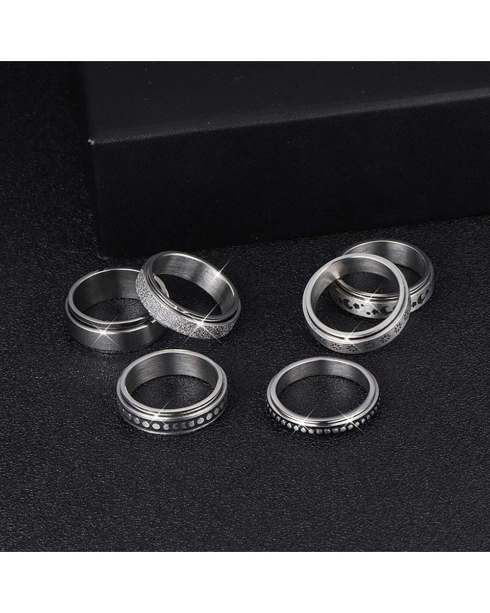 Anxiety Rings 6mm Stainless Steel Fidget Spinner front-3