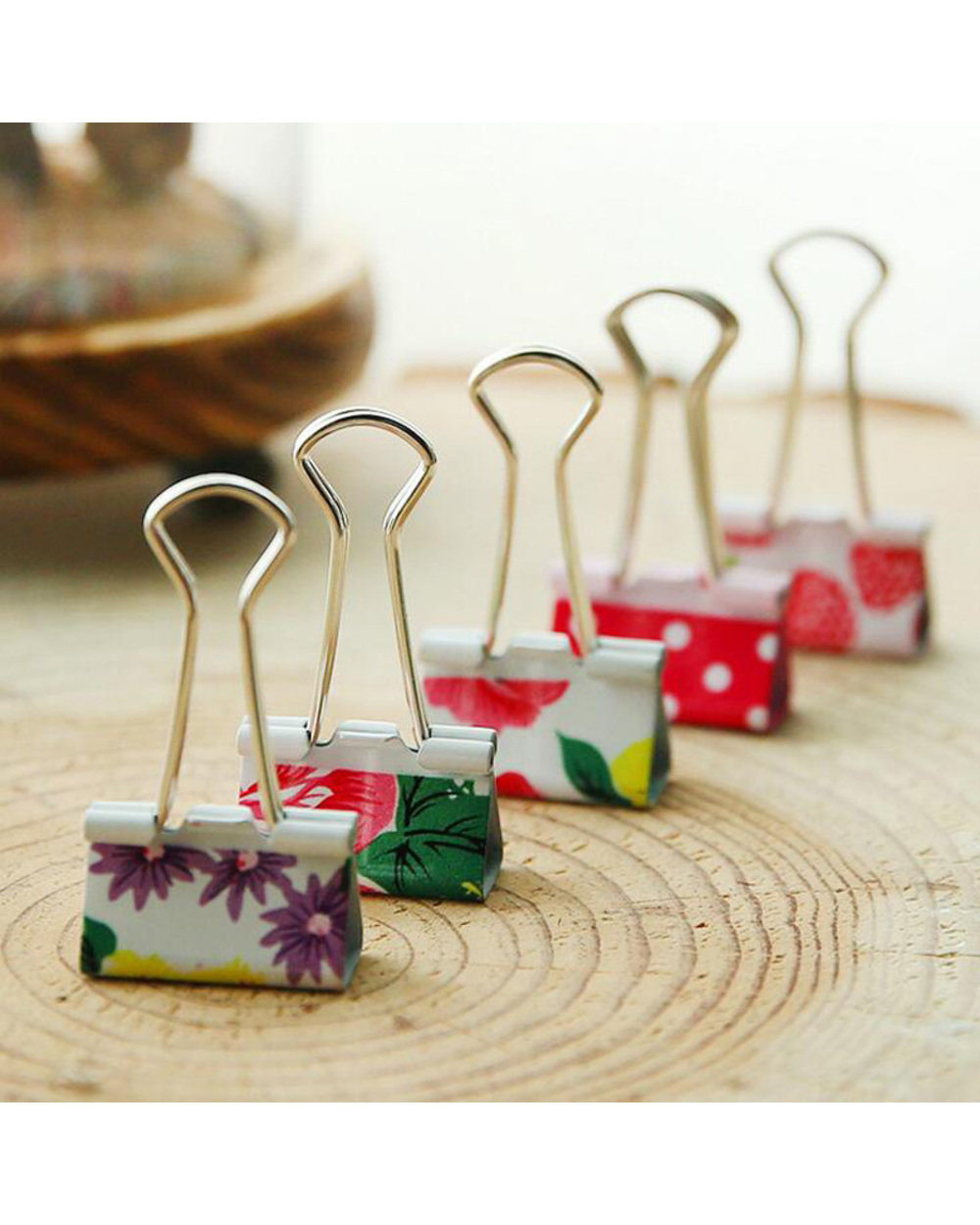 10X Fresh Floral Smile Metal Binder Clips Notes Letter Paper Clip Office School Supply Metal Bookmark Student Stationery front-1