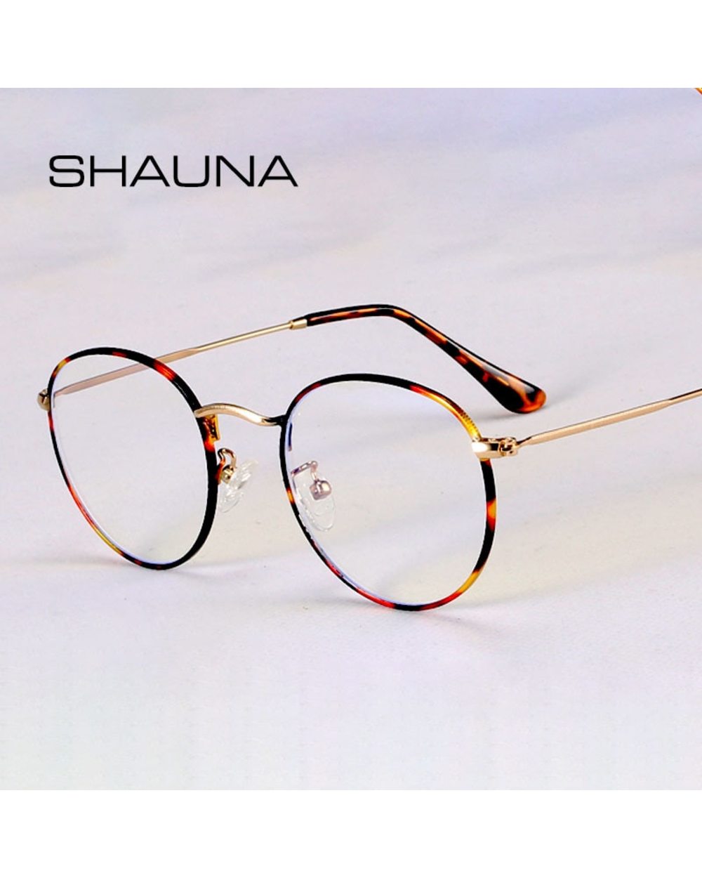 Shauna Classic Anti-Blue Light Glasses Frame Brand Designer Fashion Round Metal Optical Frames Computer Glasses front-0
