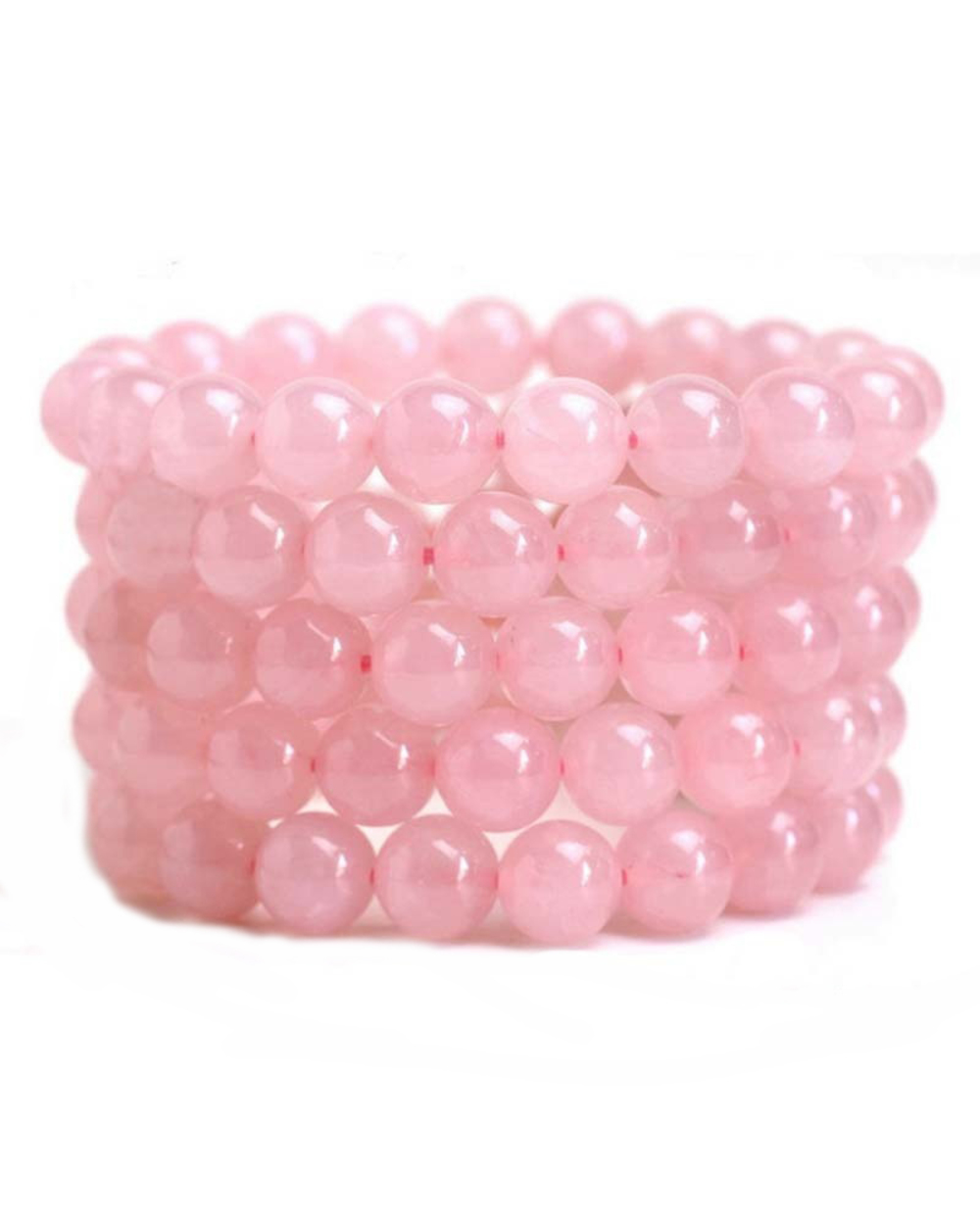 2021 Pink Rose Powder Crystal Quartz Natural Stone Streche Bracelet Eic Cord Pulserase Jewelry Beads Lovers Woman Gift front-5