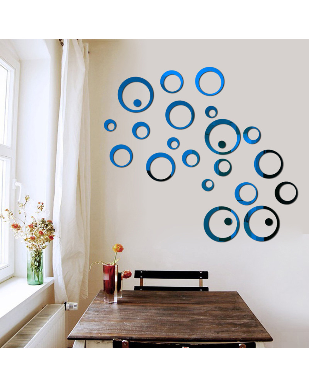 26/24Pcs 3D Mirror Wall Sticker Round Mirror Diy Tv Background Room Stickers Wall Decor Bedroom Bathroom Home Decoratio front-5