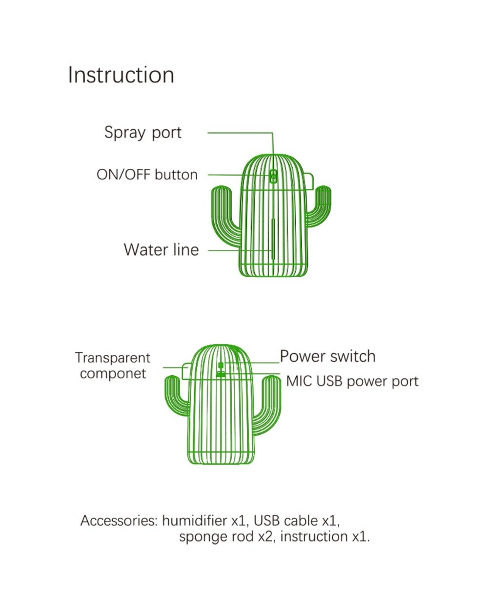 Wireless Air Humidifier 1200Mah Cactus Rechargeable Portable Aromatherapy Essential Oil Diffuser Battery Humidificador front-4