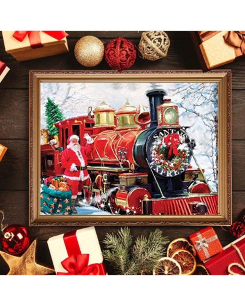 DIY Santa Claus Train 5D Diamond Painting Rhinestone Art Full Diamond Embroidery Cross Stitch Winter Christmas Gift front-1