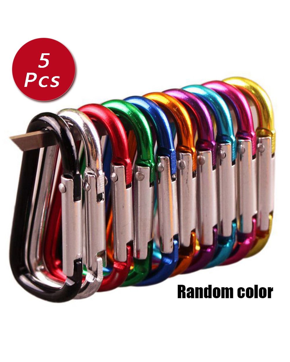 5Pcs Random Colors!!! Aluminium Alloy Safety Buckle Keychain Clim Button Carabiner Camping Hiking Hook Outdoor Sports T front-0