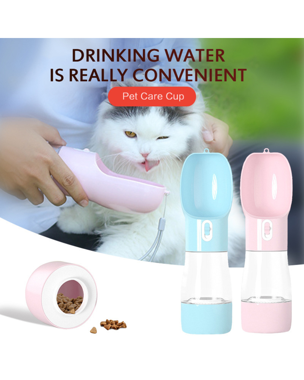 Portable Pet Dog Water Bottle For Dogs Multifunction Dog Food Water Feeder Drinking Bowl Puppy Cat Water Dispenser Pet front-2