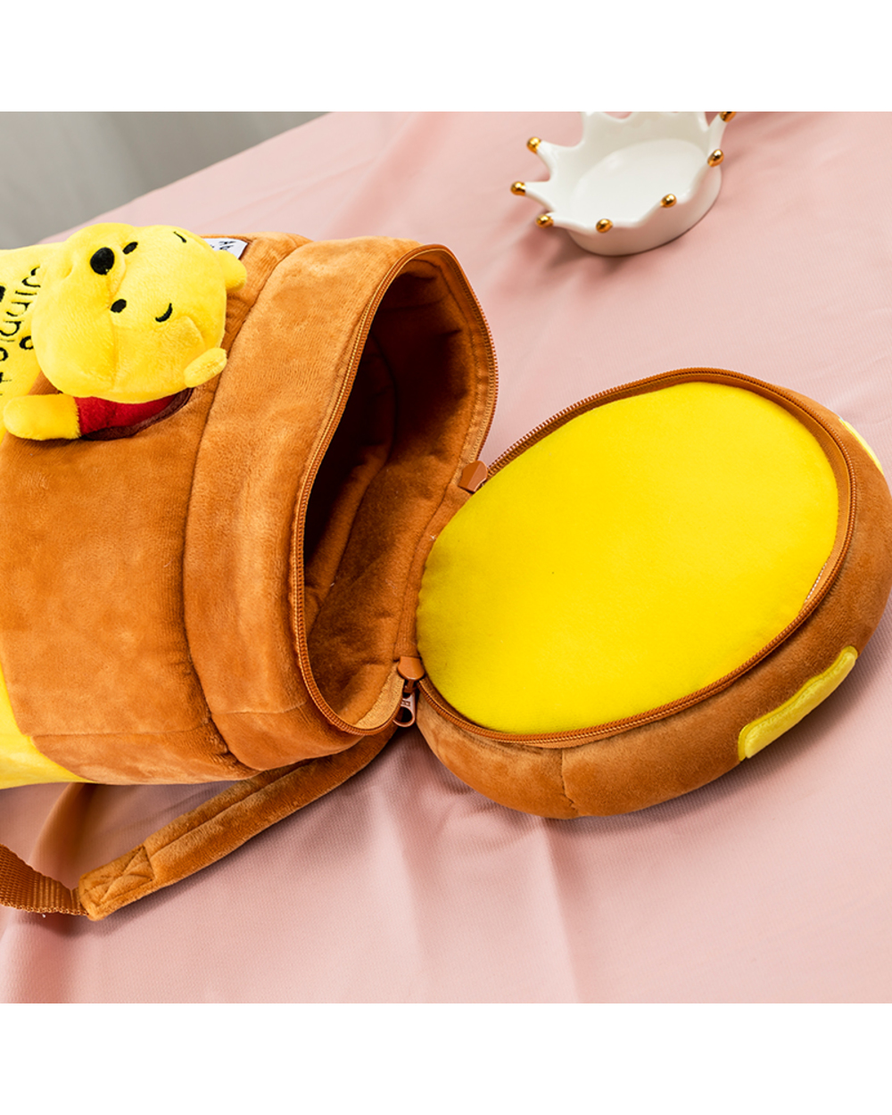 Winnie the Pooh Kawaii Pooh Bear Honeypot Stuffed Plush Backpack Winnie the Pooh Plush Bucket Bag for Kids front-4