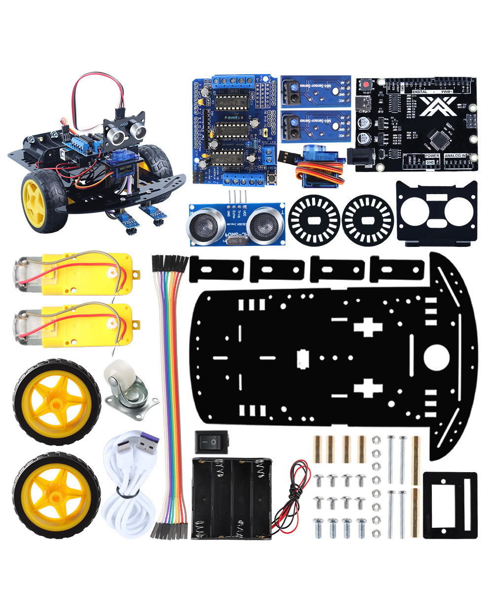Zhiyitech Smart Car For Arduino Uno Robot Project Starter Kit Diy Electronics For Teen Kids Atmega328p Circuit Board +T front-1