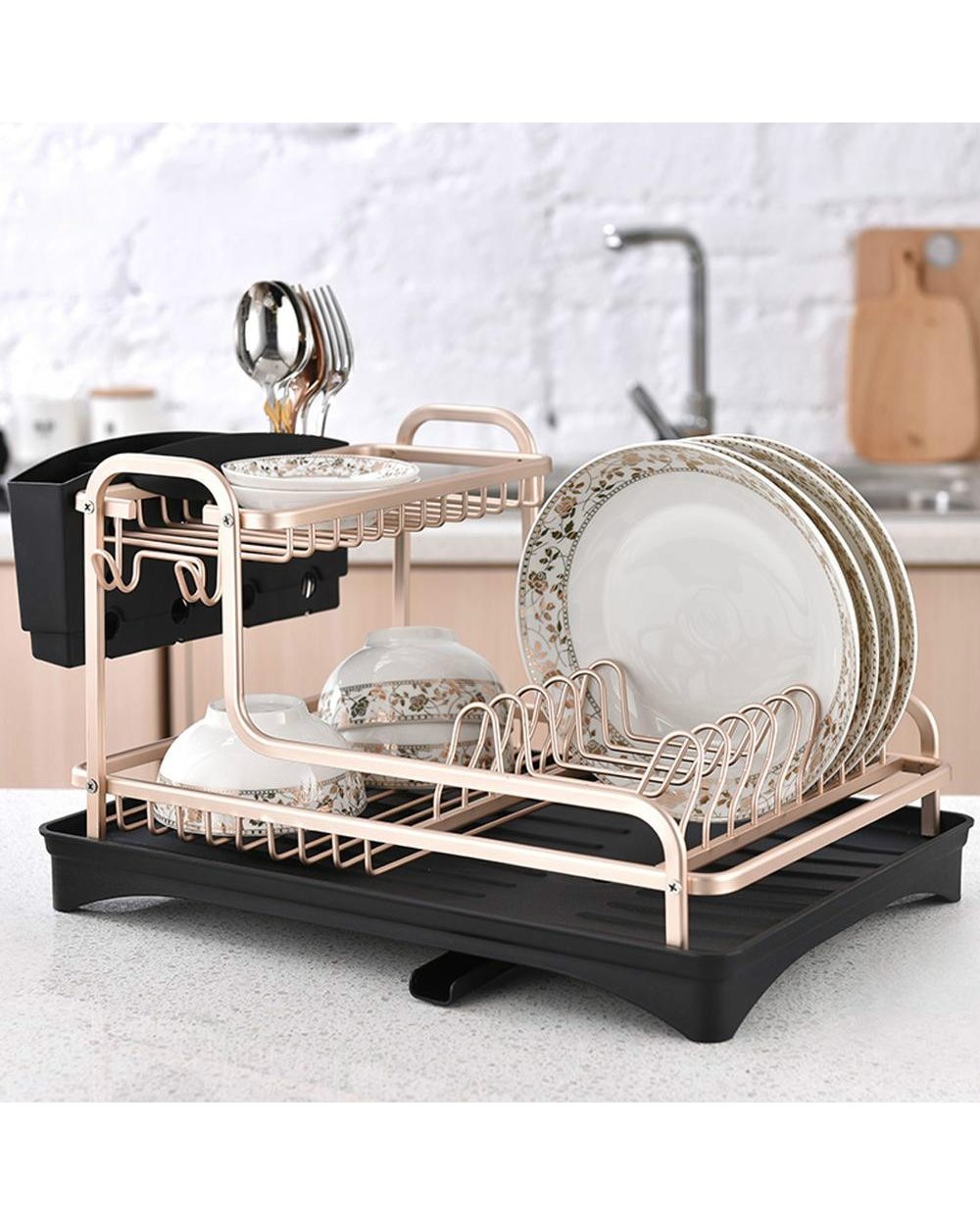 Dish Rack Kitchen Organizer Storage Drainer front-3