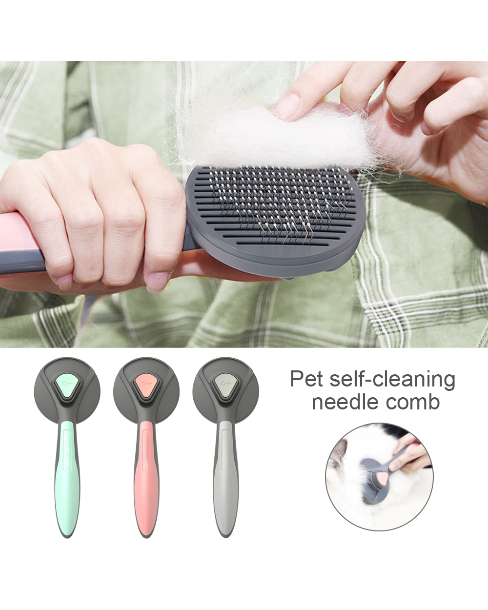 Cat Brush Dog Comb Hair Removes Pet Hair Comb For Cat Grooming Hair Cleaner Massages Beauty Products Self Cleaning Slic front-1