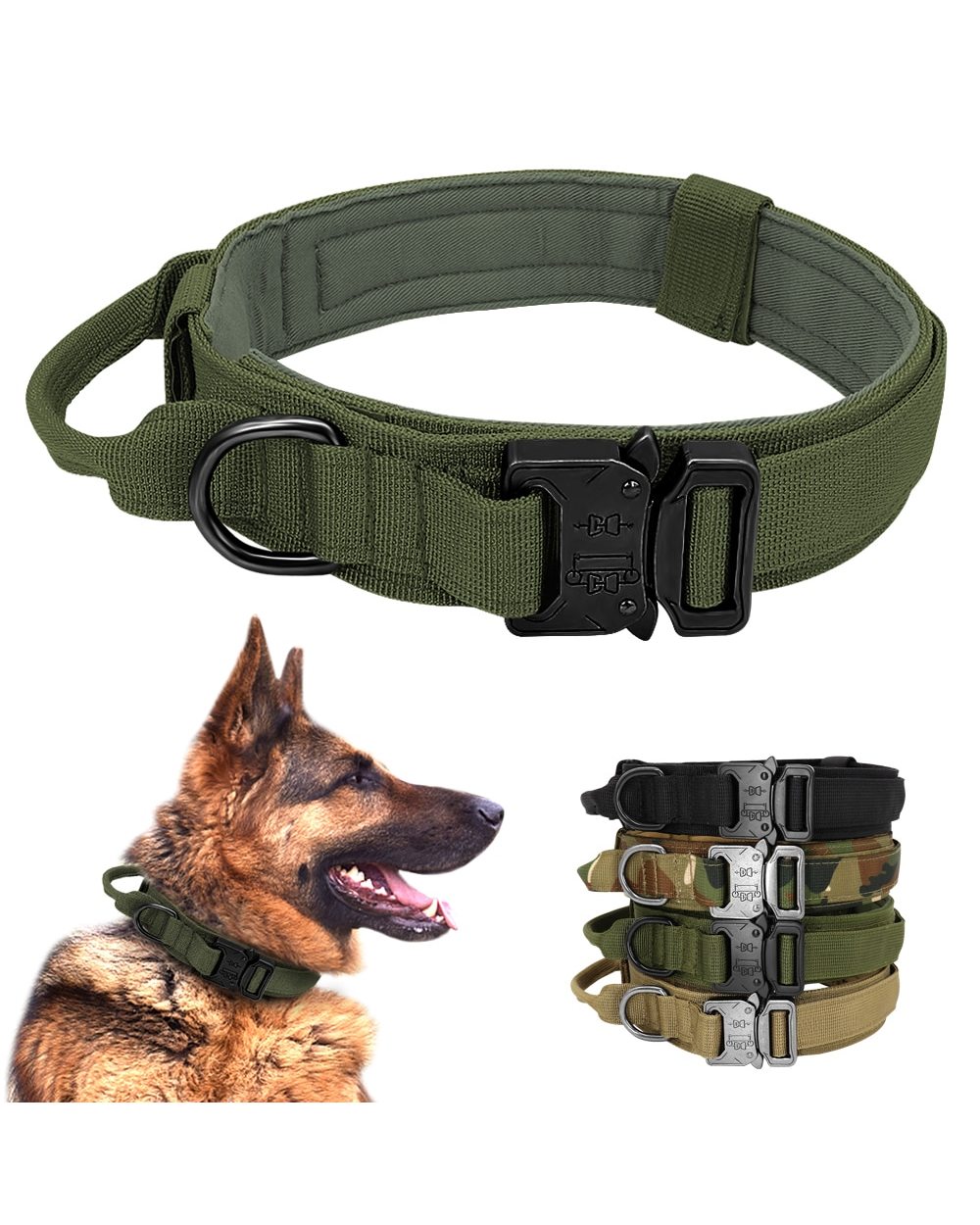 Military Tactical Dog Collar German Shepard Large Dog Collars For Walking Training Duarable Dog Collar Control Handle front-0