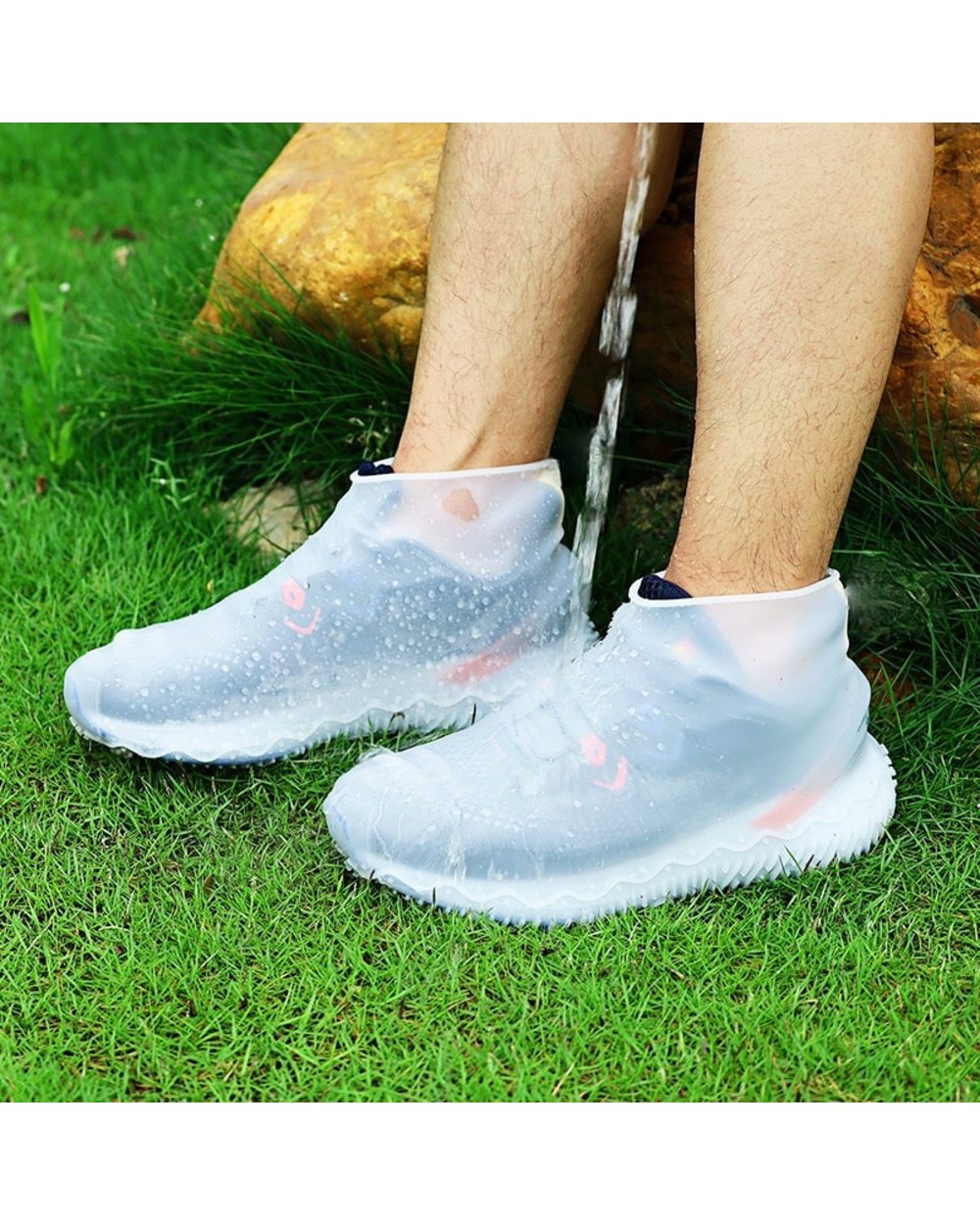 Thicken Silicone Rain Boots Waterproof Shoe Cover Unisex Shoes Protectors Transparent Non-Slip front-1