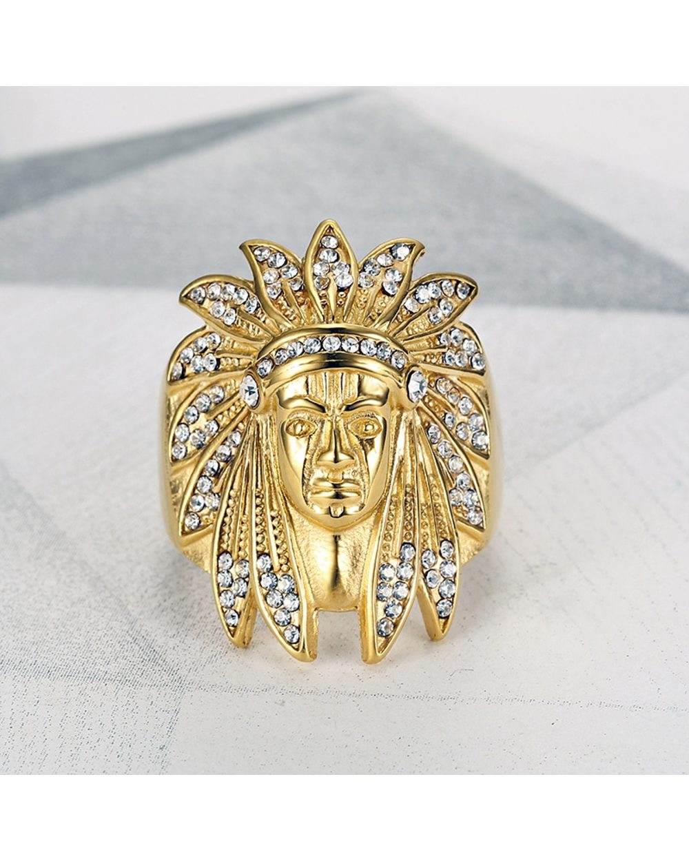 Cool Indian People Ring 316L Stainless Steel with zircon Jewelry Band Party Men Ring front-0