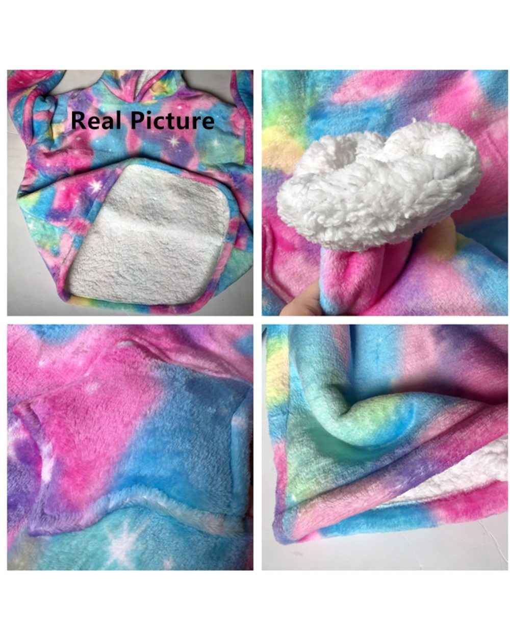 Oversized Family Matching Homewear Plush Fleece Sherpa Blanket Unicorn Girls Sleepwear front-4