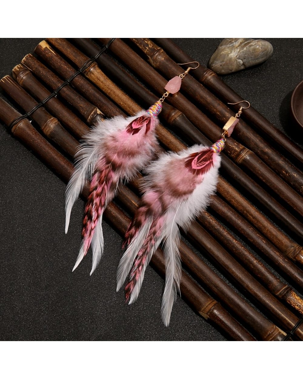 Native boho feather earringCrystal Jewel earringsearrings for womenBohemia front-5
