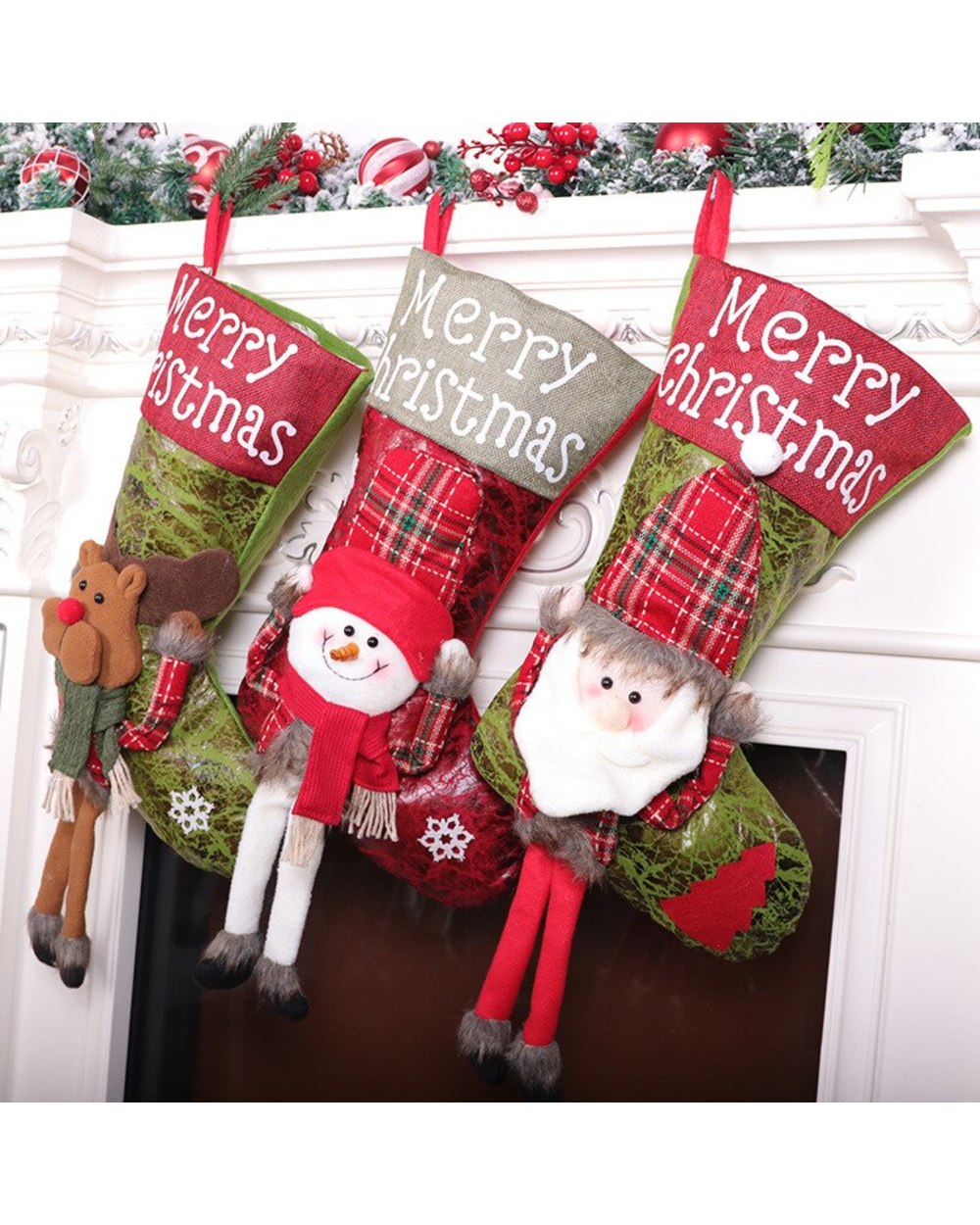Christmas Ornaments Long Legs Santa Claus Socks Gift Bag Large Christmas Socks Home Navidad Decor Decoration Pendant front-1