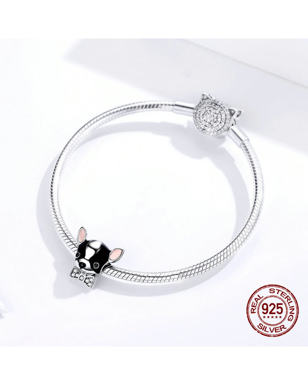 Chihuahua dog charm Hot sell enamel beads 925 sterling silver fit original front-2