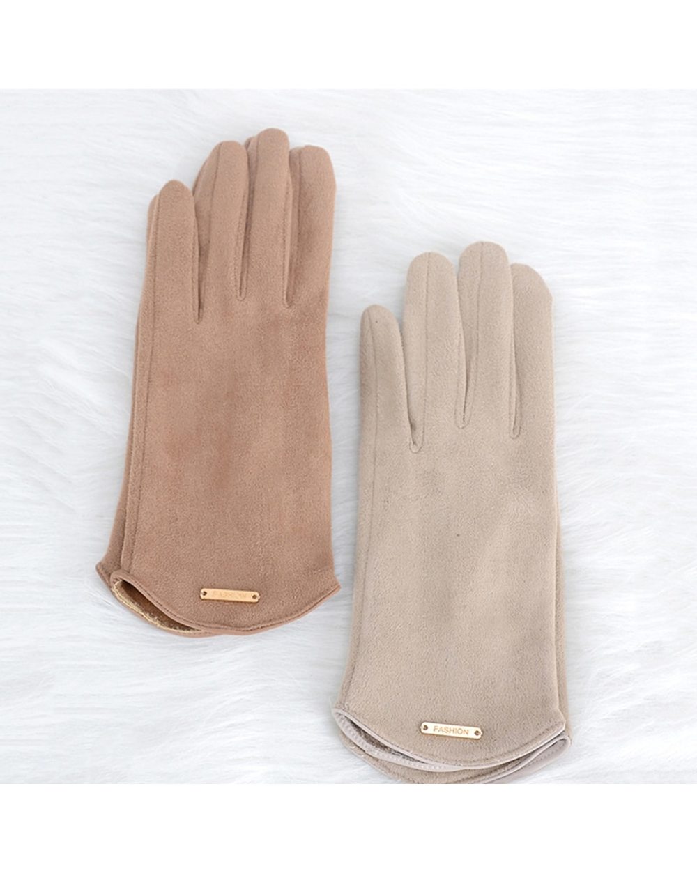 Women Autumn Winter Keep Warm Touch Screen Thin Cashmere Solid Simple Gloves Cycling Drive Suede Fabric Elegant Windpro front-2