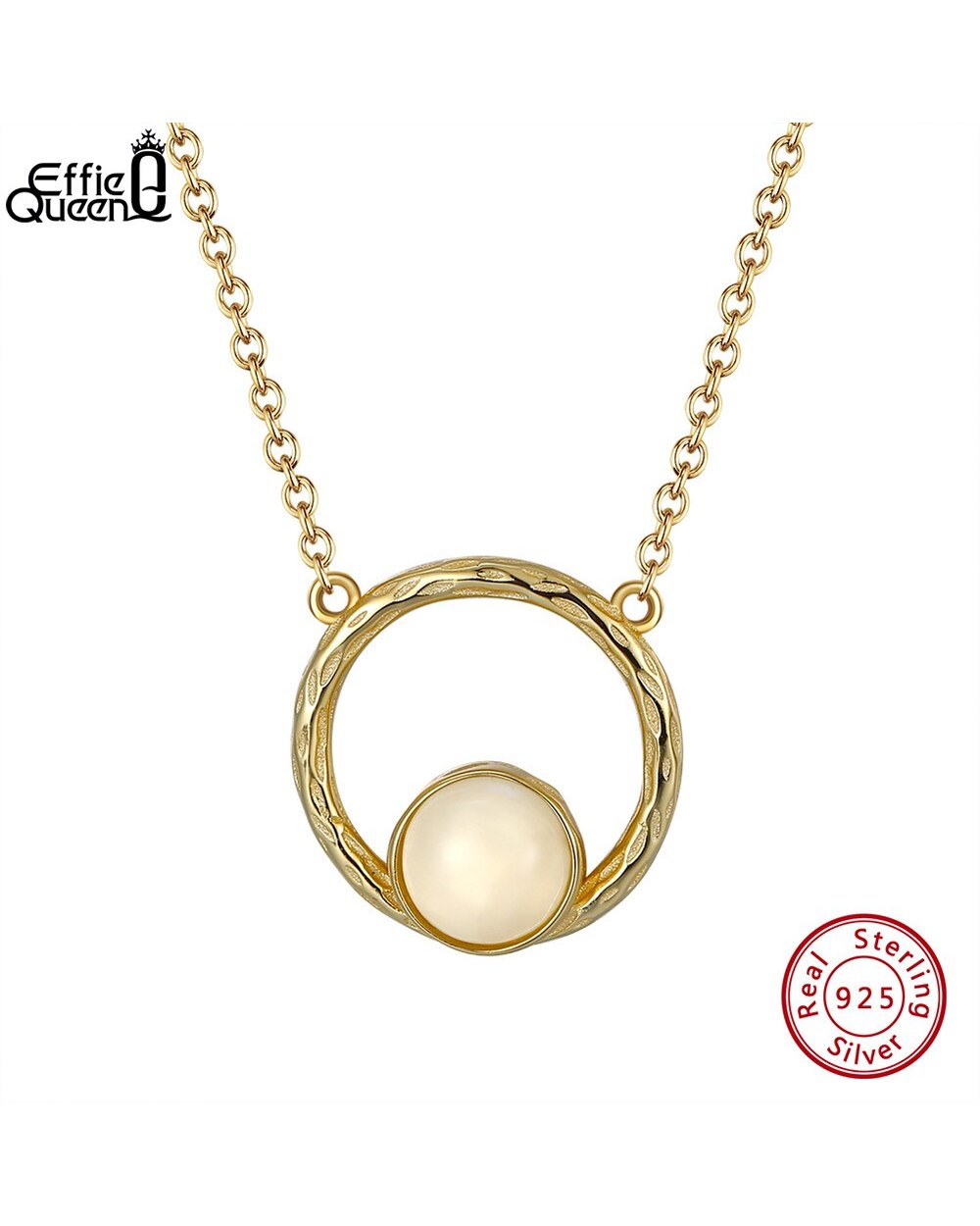 To My Mommy Gift Necklace for Mother Round Pendant with Natural Moonstone 14K Gold Jewelry front-1