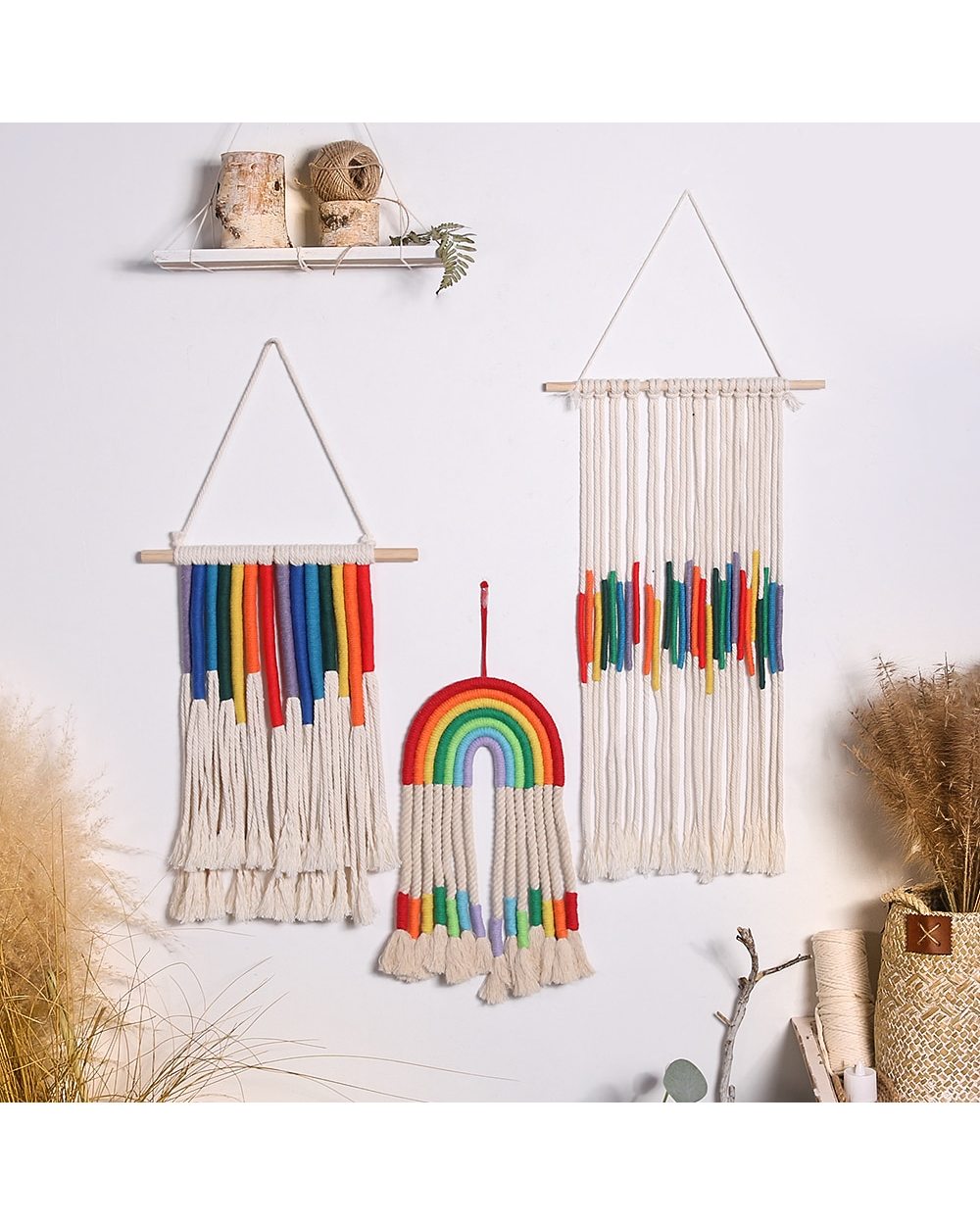 Rainbow Macrame Wall Hanging Tassel Christma Room Decor Kawaii Baby Kids Nursery Bedroom Home Decoration Gift VG06 front-0