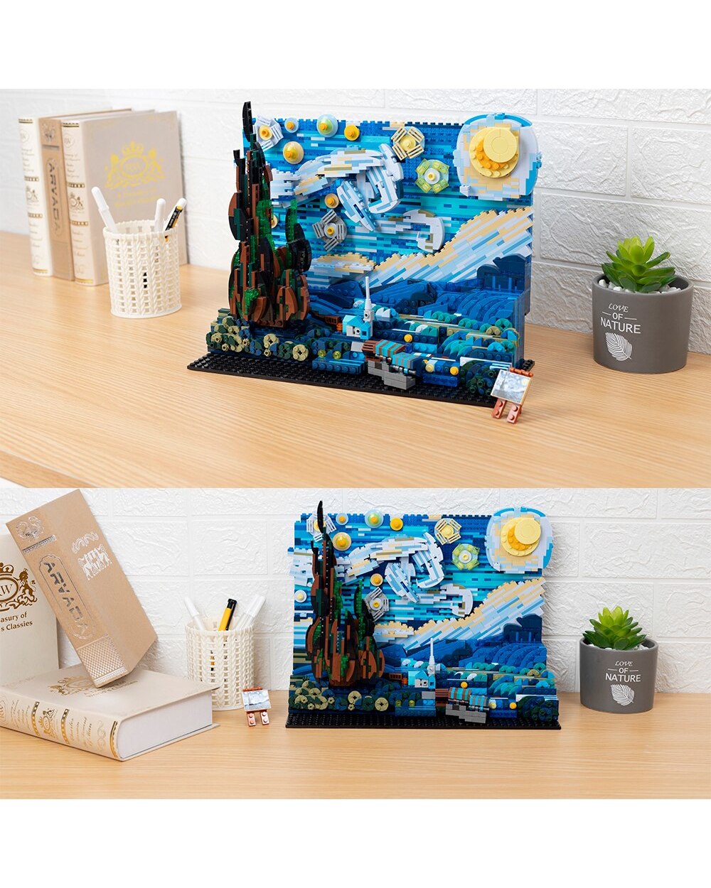 Pixel Art Mosaic Painting Building Block The Great Wave Off Kanagawa Masterpiece Model DIY Kit Bricks Children Gifts front-2