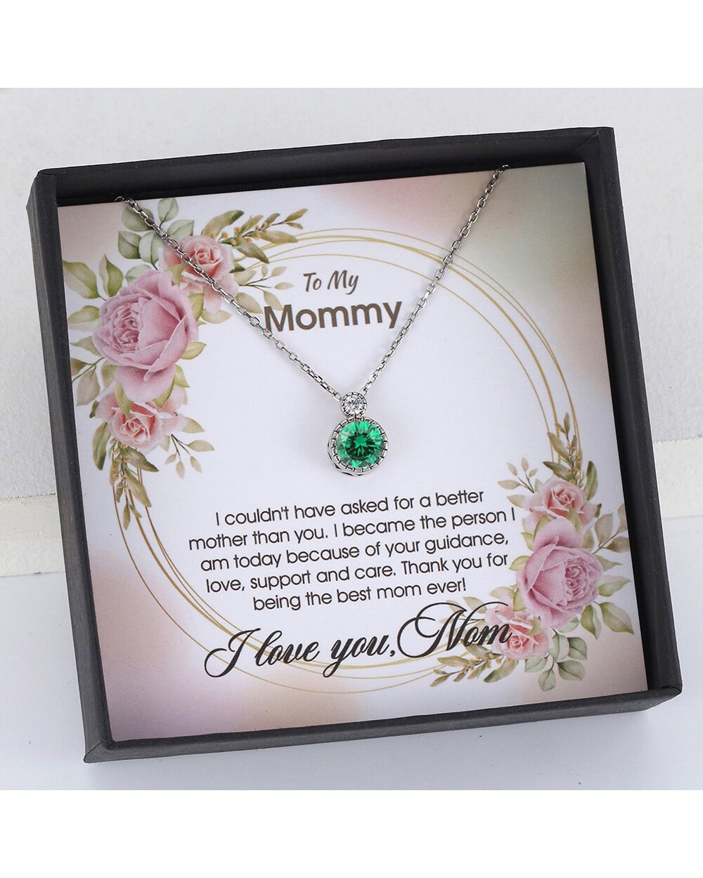 To My Mommy Gift Austrian Crystal Necklace for Mother on Birthday Christmas Mother's Day front-2