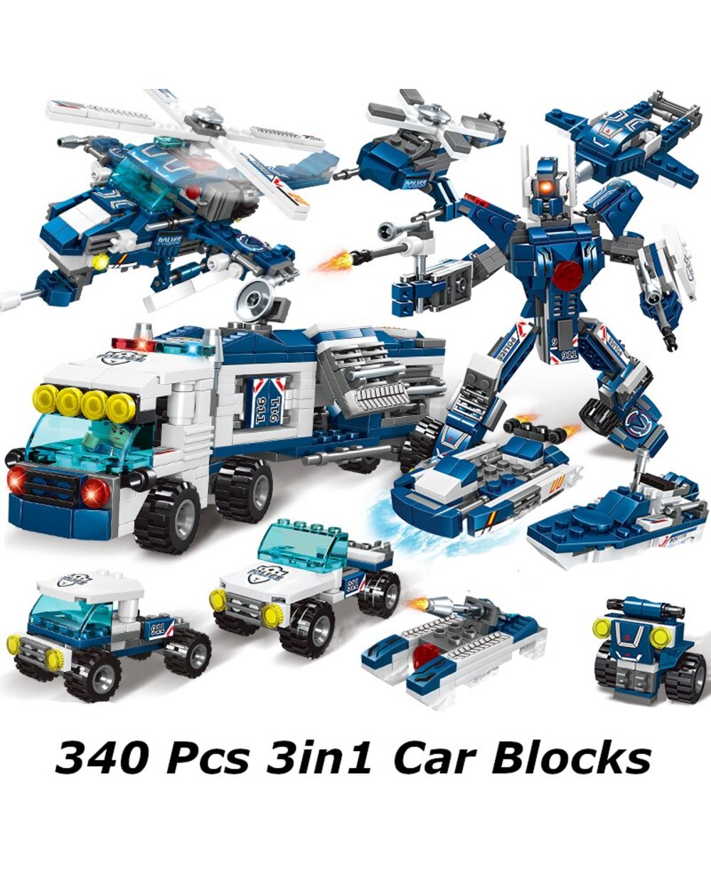 D16 340 to 1136 Pcs City Police Station Building Blocks Car Headquarters Truck SWAT Military Model Bricks Toys front-3