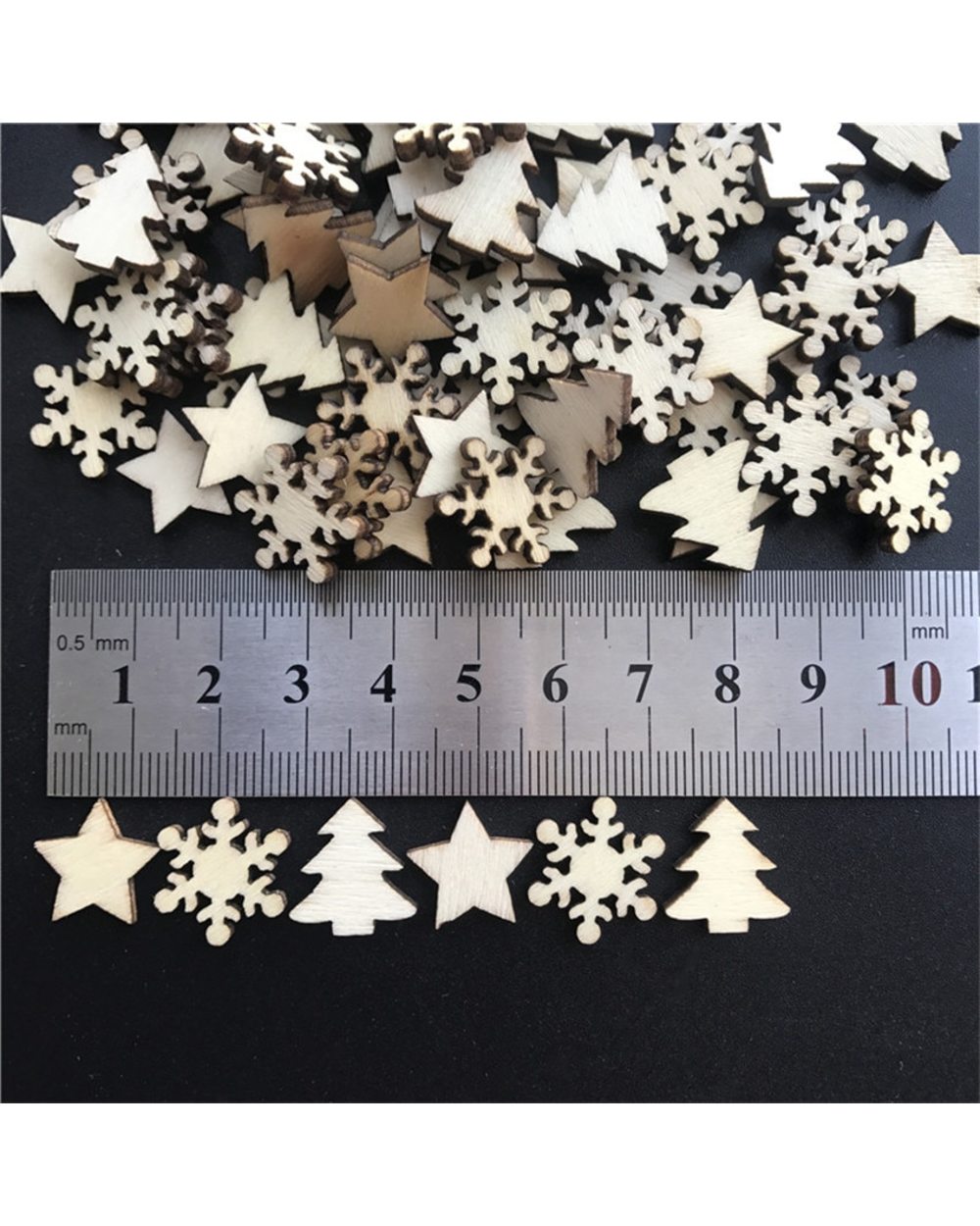 50Pcs DIY Natural Wooden Chip Santa Claus Christmas Tree Hanging Ornaments Pendant Kids Gifts Tree Xmas Decoration front-5