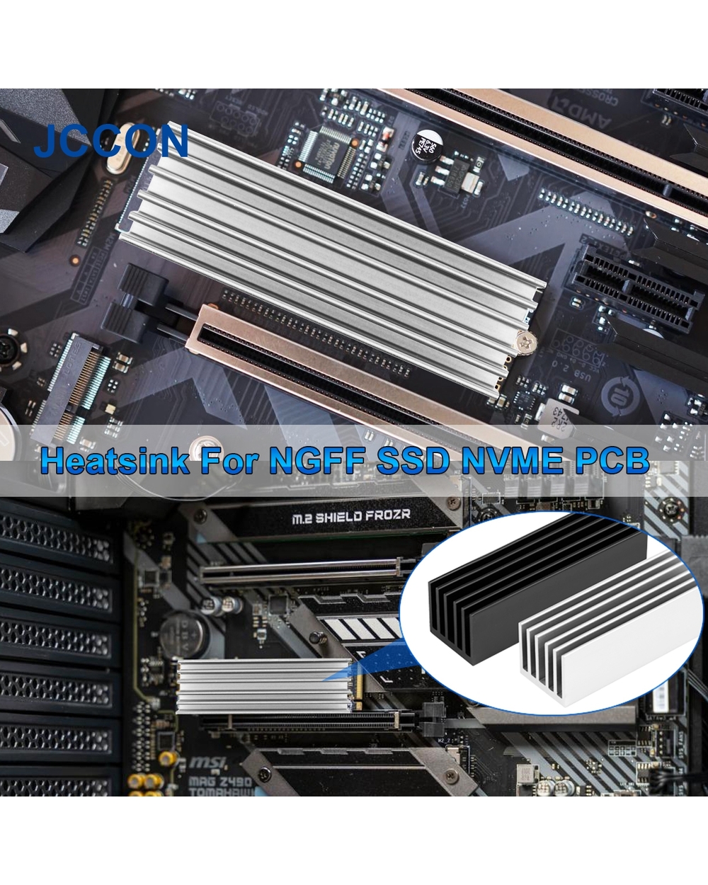 Aluminum M.2 Hard Disk Heatsink Heat Dissipation Radiator Cooling Silicon Pads Cooler For M2 Ngff 2280 Pci-E Nvme Ssd P front-3