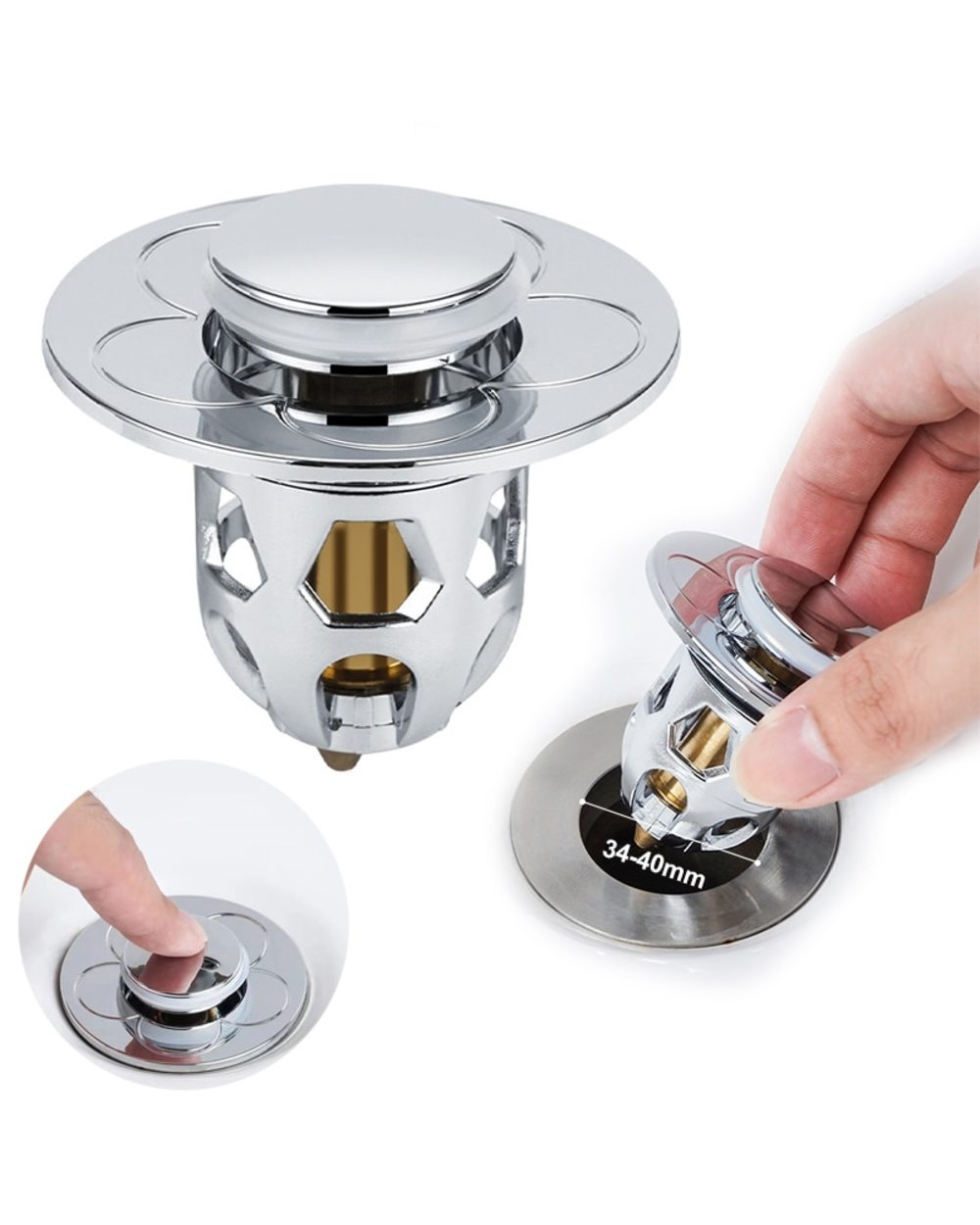 Stainless Steel PopUp Bounce Core Basin Drain Filter Hair Catcher Sink