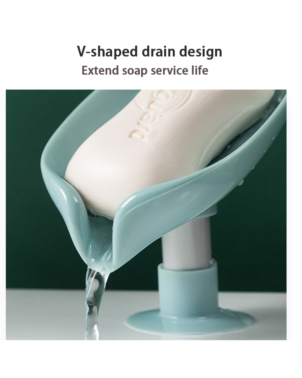 Leaf Shape Soap Box Bathroom Drain Soap Holder Non-Slip Drain Soap Storage Case Container With Sucker Tray Gadgets Accr front-3