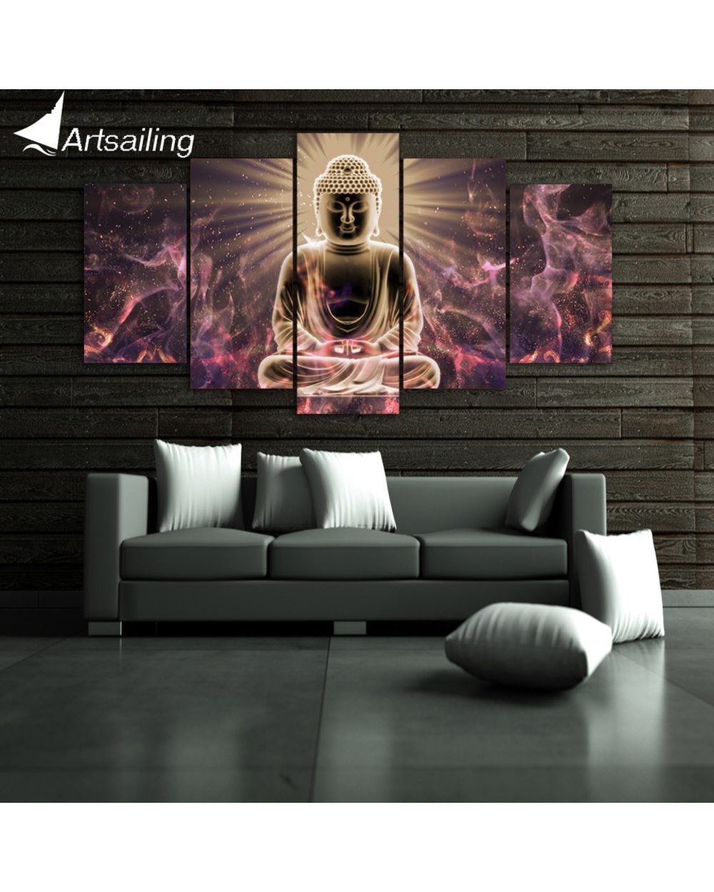 Abstract Buddha Statue Painting Modular Buddha 5 Panel Canvas Art Wall Decor front-8