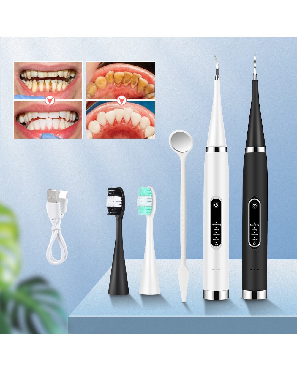 Electric Teeth Cleaner Dental Calculus Scaler Plaque Stain Tartar Removal Sonic Toothbrush Waterproof Teeth Whitening O front-0